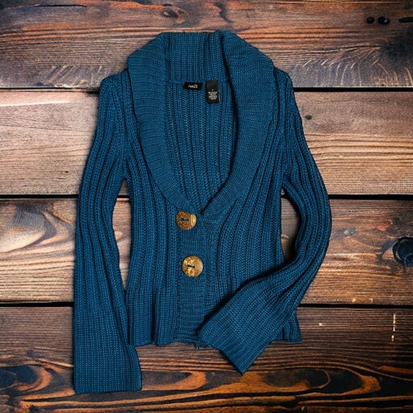 Rue21 Blue Knit Cardigan Sweater | Button Up | Size S - Picture 2 of 13